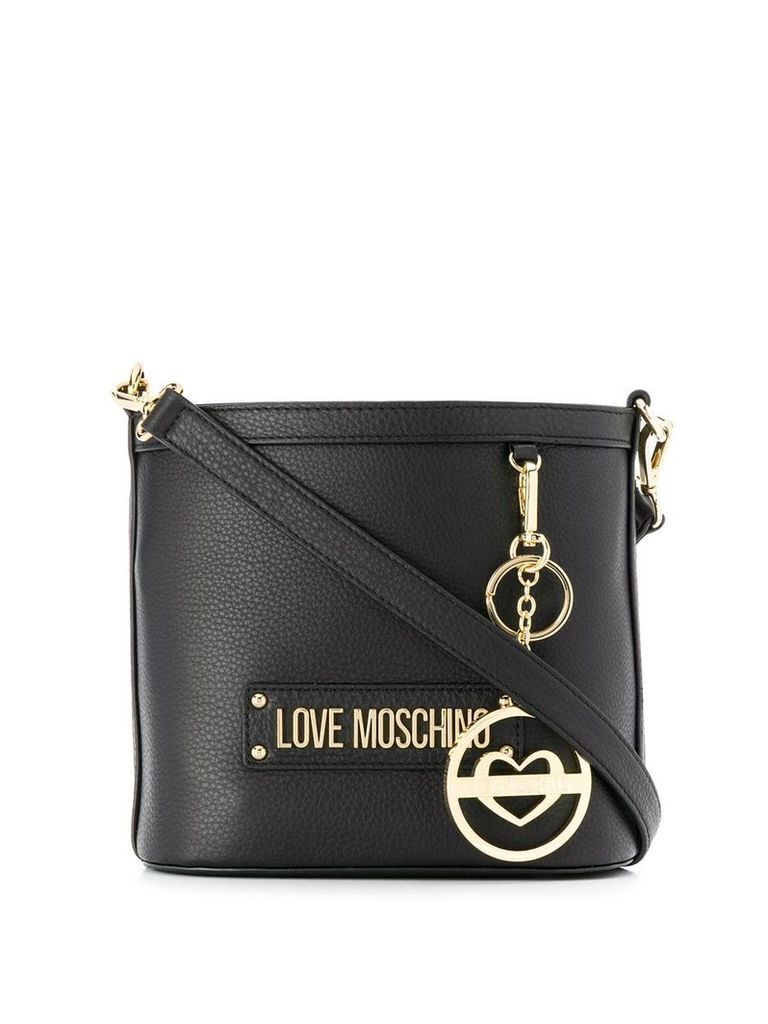 Love Moschino logo plaque bucket bag - Black