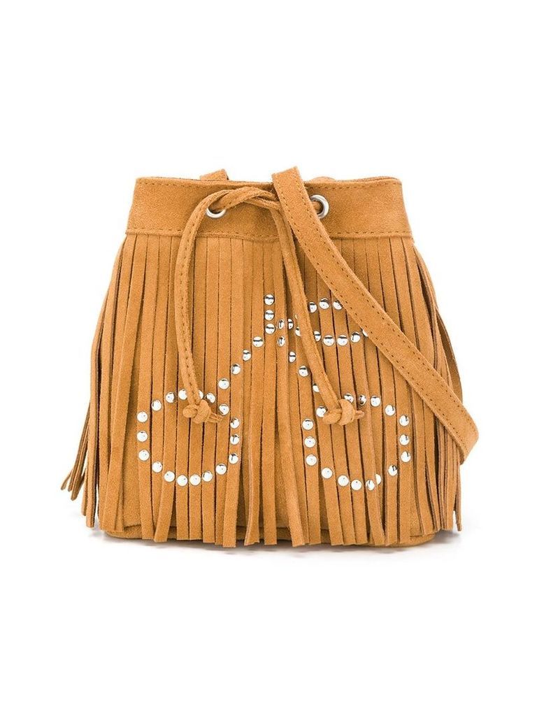 Bonpoint embellished fringe bucket bag - Brown