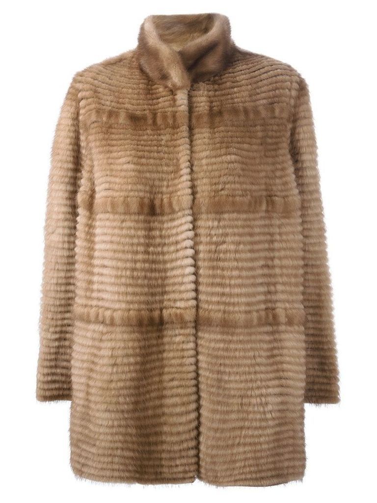 Liska cashmere stand up collar coat - NEUTRALS