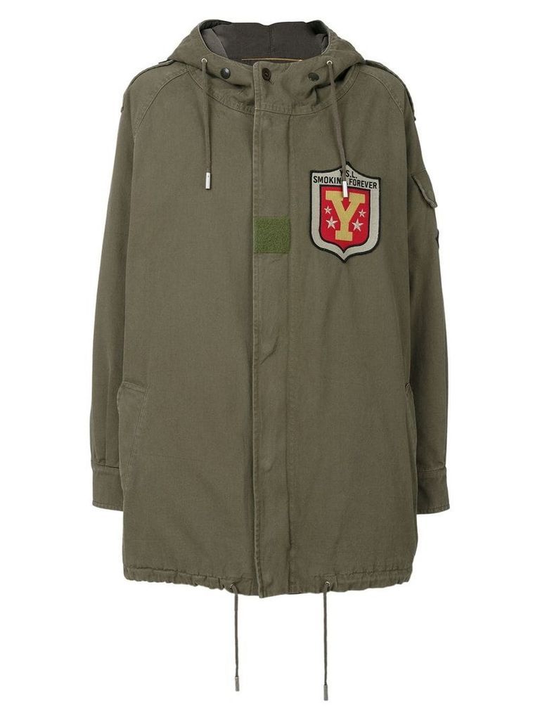 Saint Laurent hooded military parka coat - Green