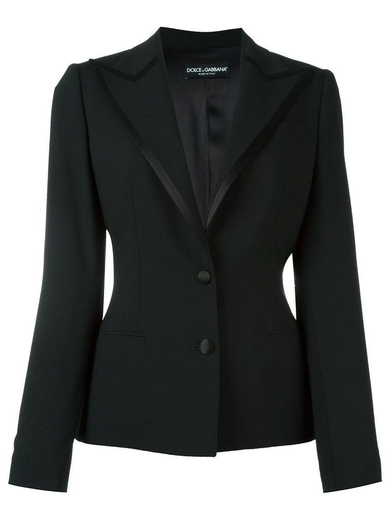 Dolce & Gabbana satin trim peaked lapel blazer - Black