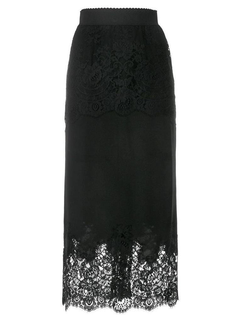 Dolce & Gabbana floral pattern fitted skirt - Black