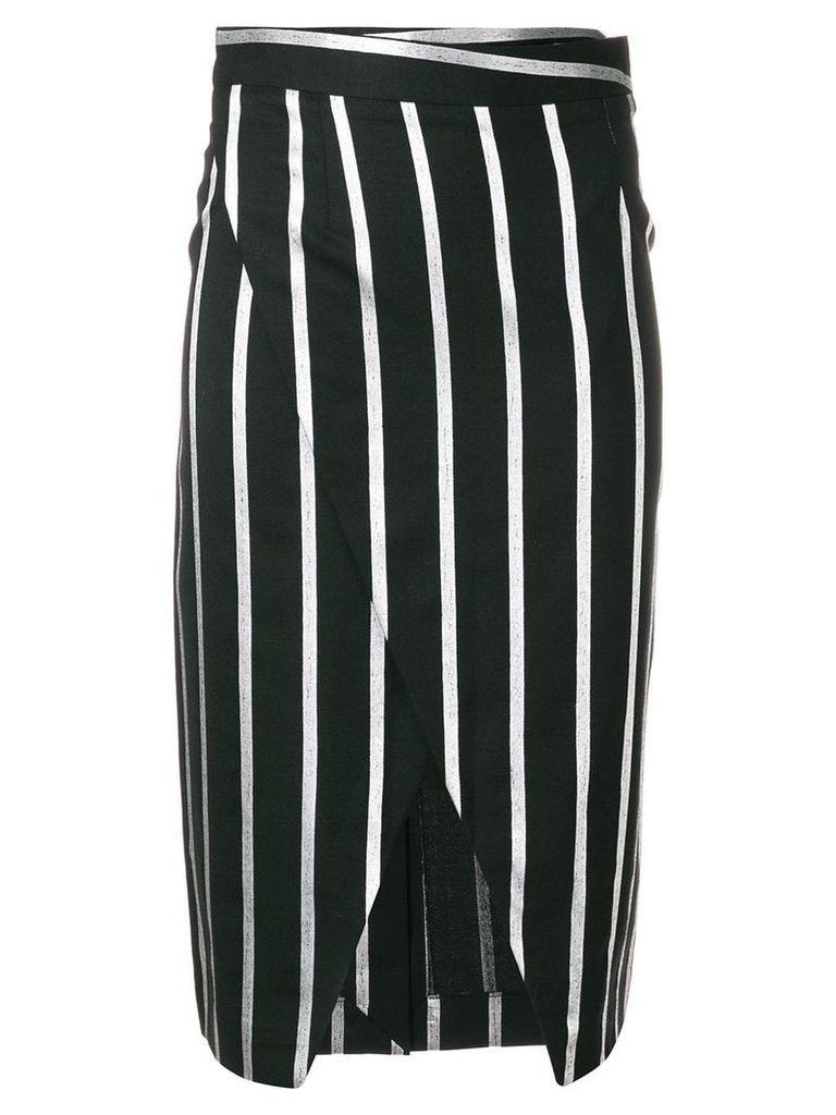 Each X Other striped wrap-front pencil skirt - Black