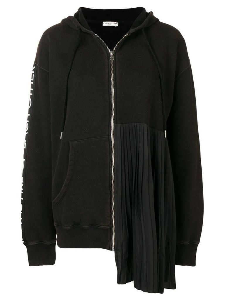 Each X Other Pleated Zip-Front Hoodie - Black
