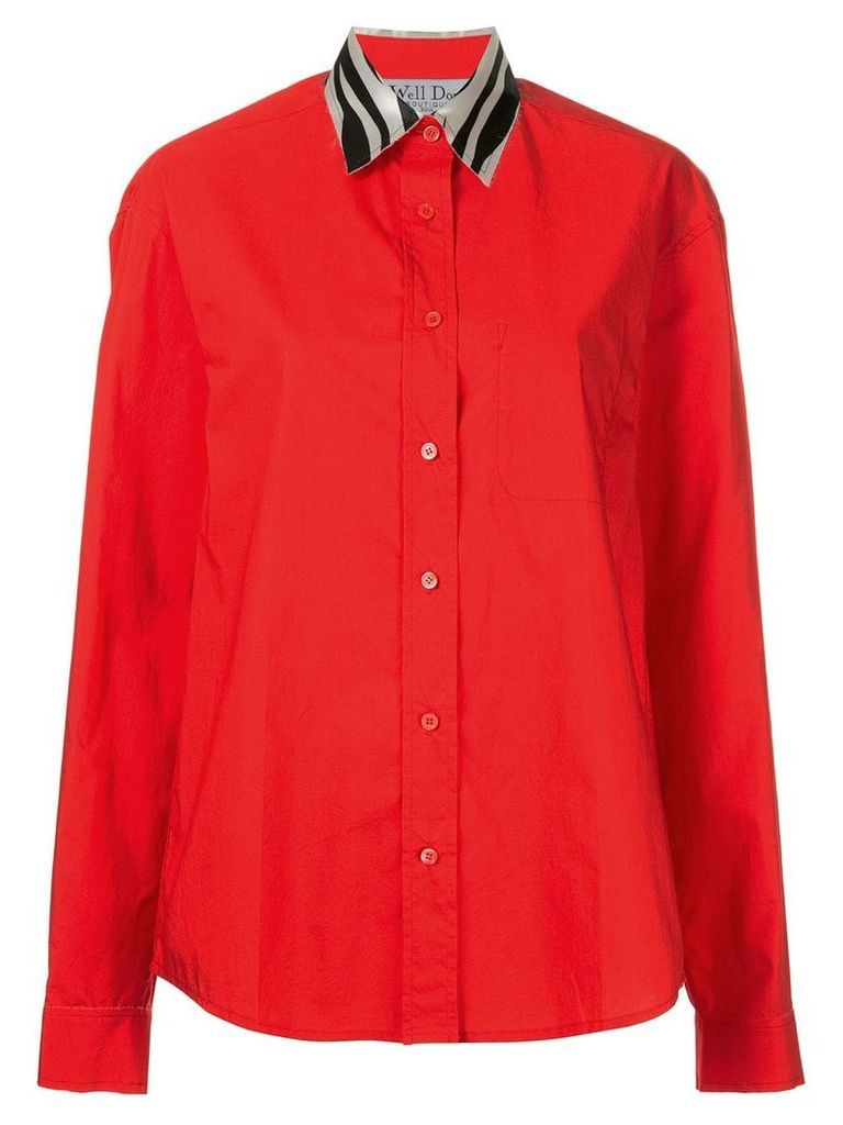 We11done contrast collar shirt - Red