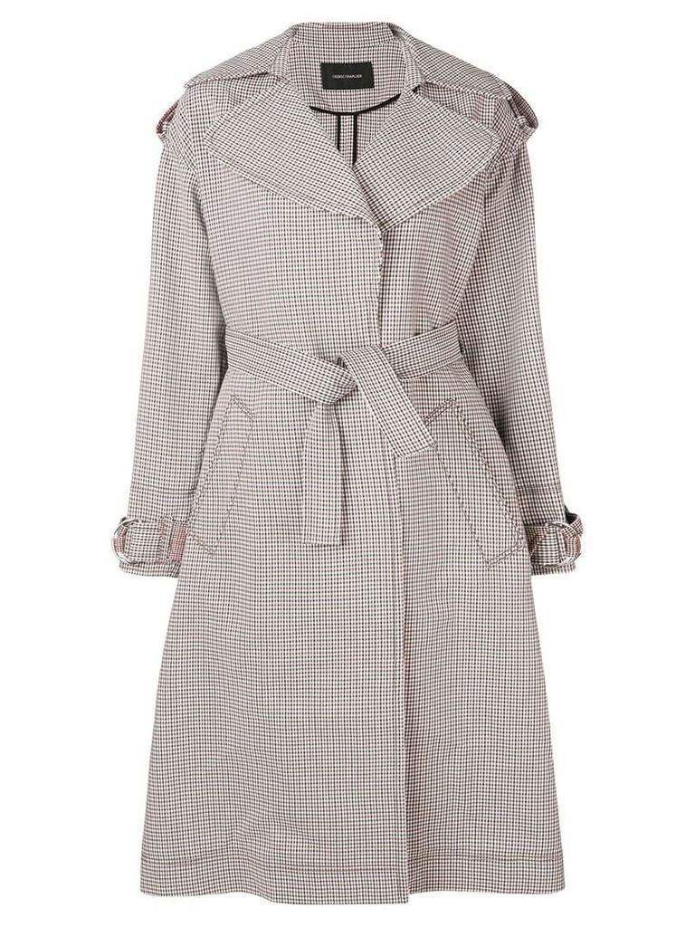 Cédric Charlier checked trench coat - Grey