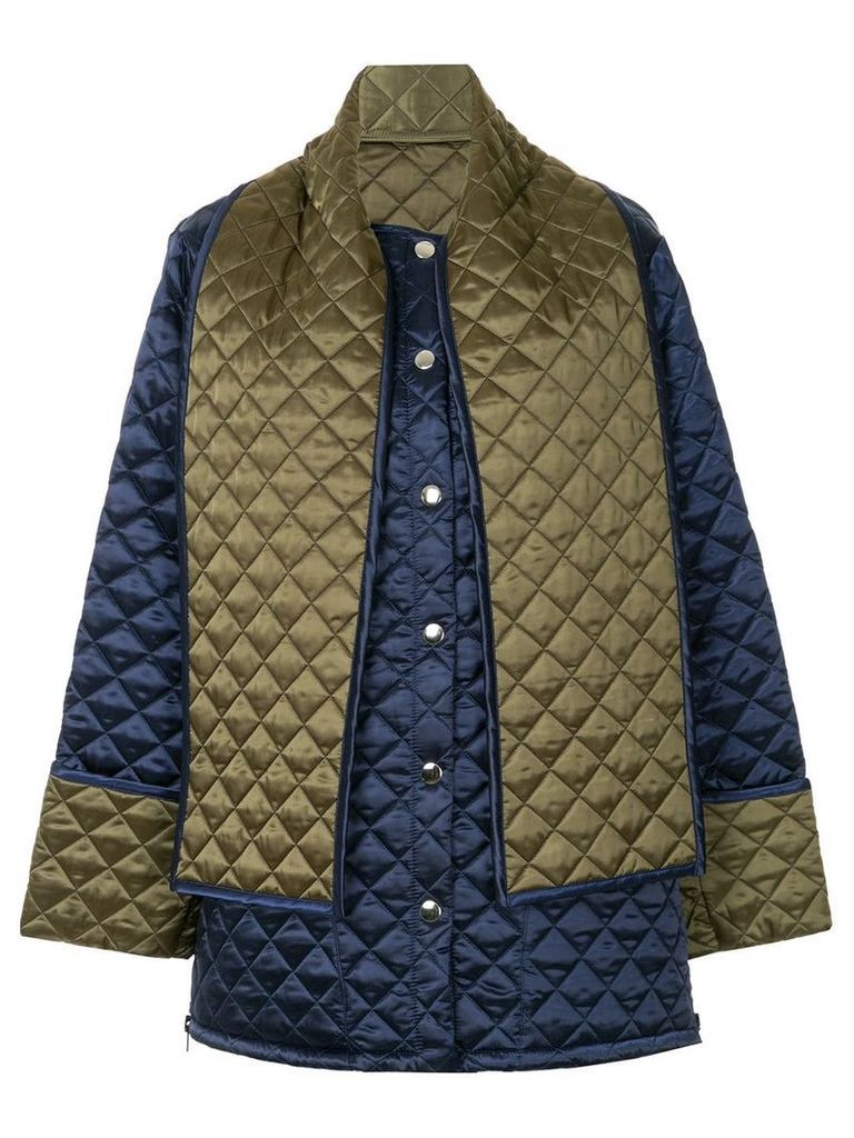 MSGM back print quilted jacket - Blue