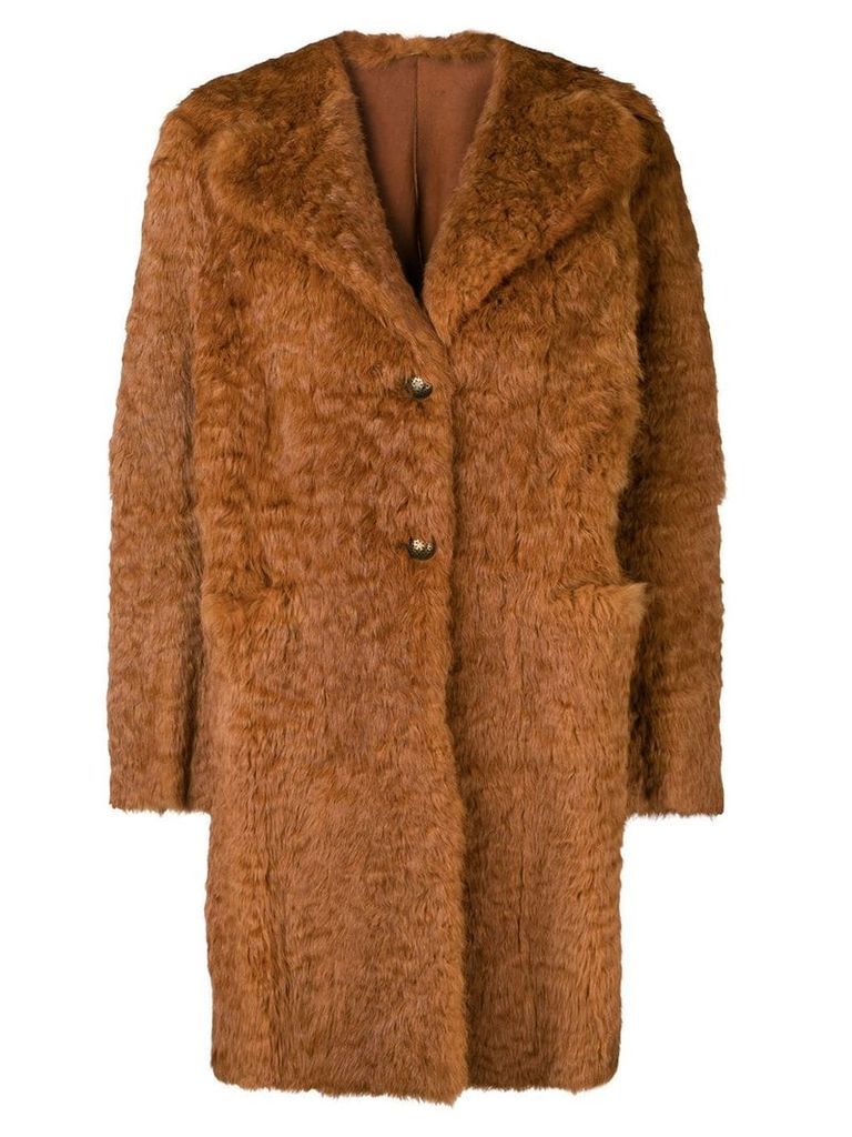 Salvatore Santoro single-breasted fur coat - Brown