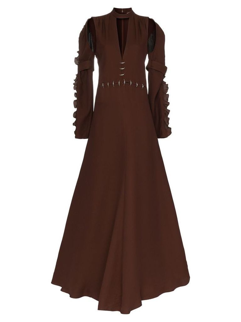 Chloé Embellished waist silk gown - Brown