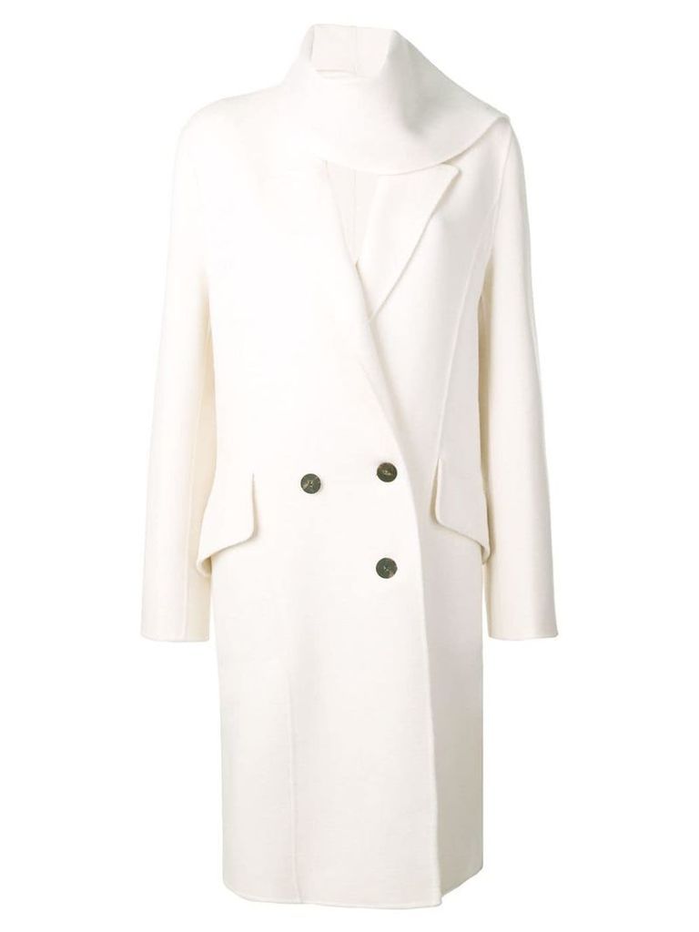 JW Anderson ivory double face wool scarf coat - White