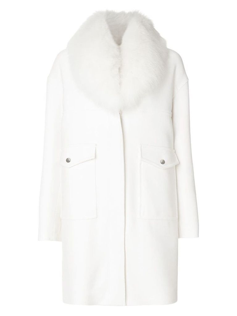 Moncler fur collar coat - White