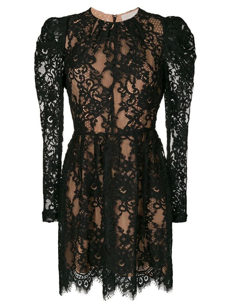Michael Michael Kors puffed sleeve layered lace dress - Black