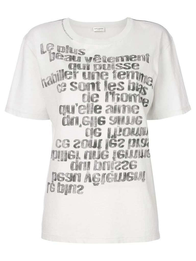 Saint Laurent mirrored slogan print T-shirt - White