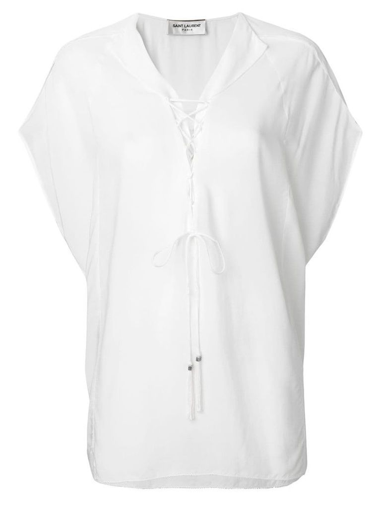 Saint Laurent lace-up tabard blouse - White