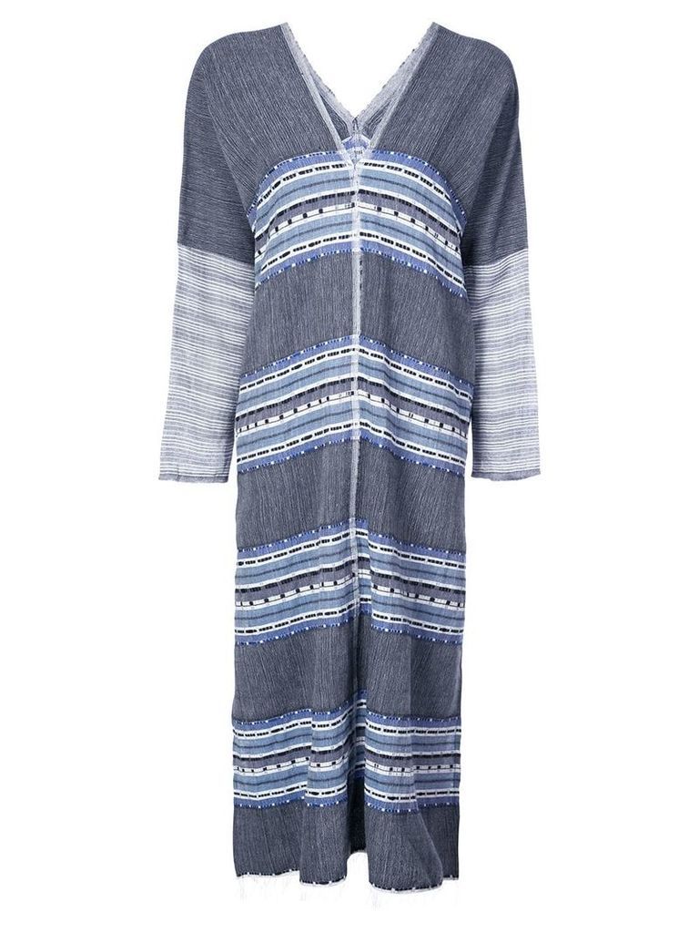 lemlem striped v-neck dress - Blue