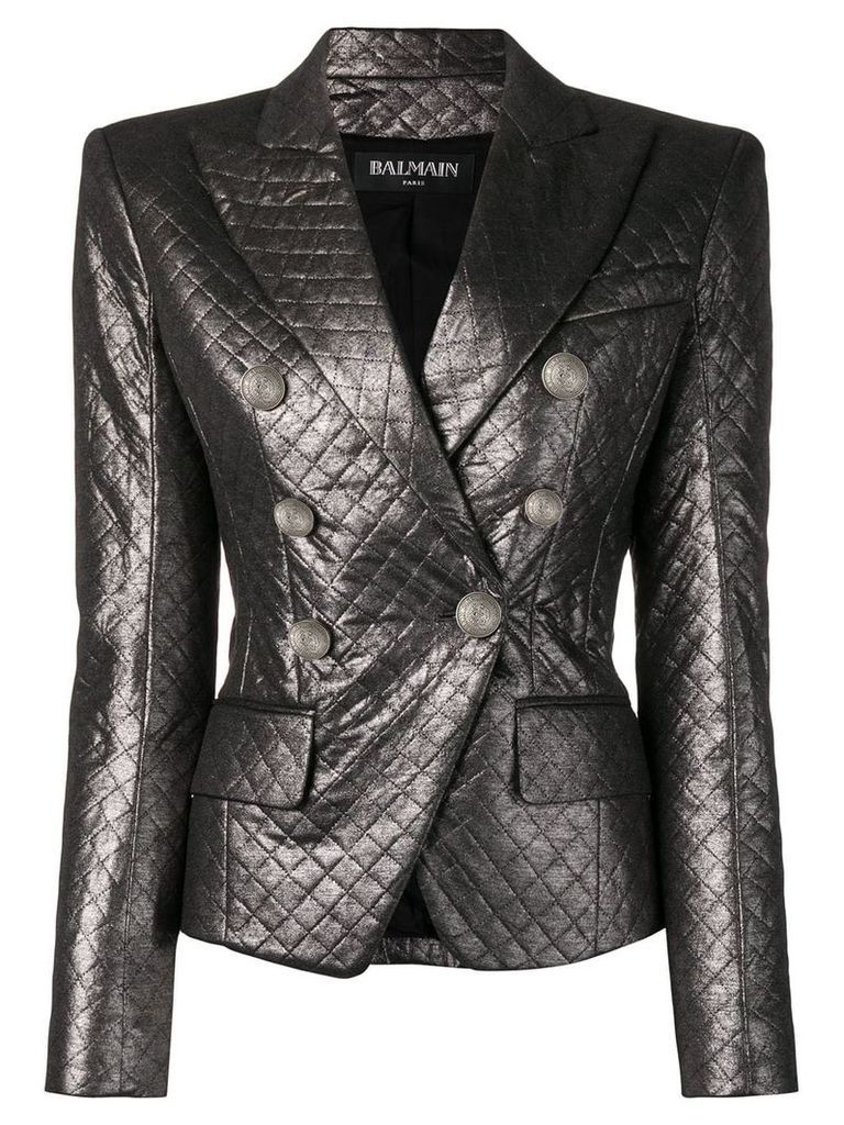 Balmain quilted fitted blazer - Grey
