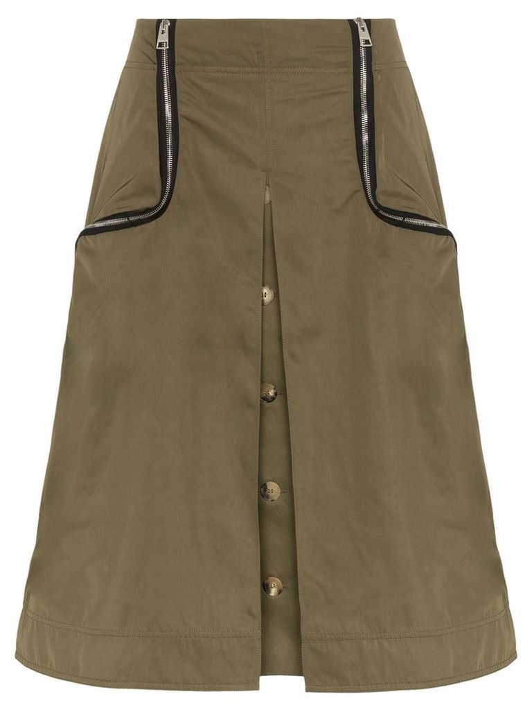 JW Anderson zip-detail twill taffeta skirt - Green