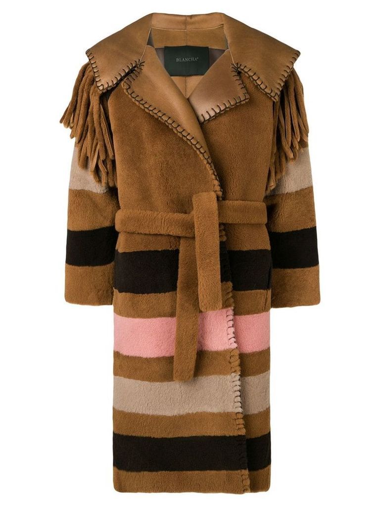 Blancha striped patterned loose coat - Brown