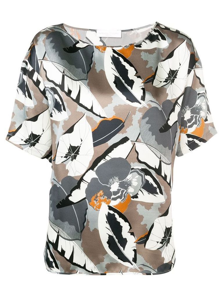 Fabiana Filippi floral short sleeve blouse - Grey