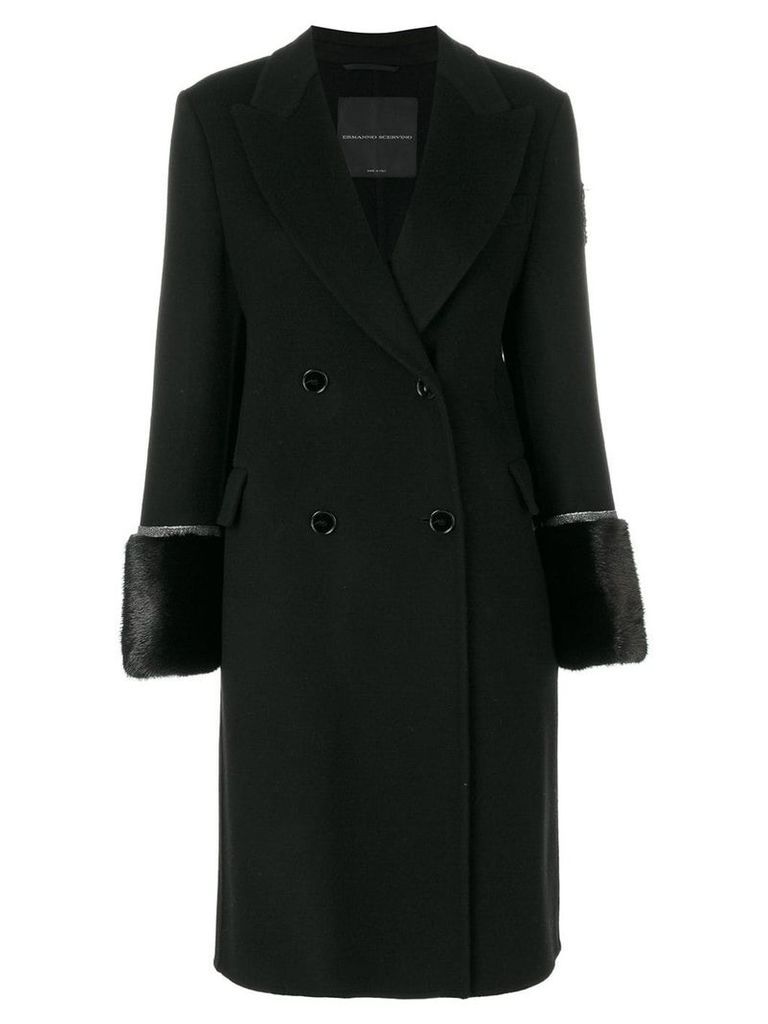Ermanno Scervino double breasted coat with fur cuffs - Black