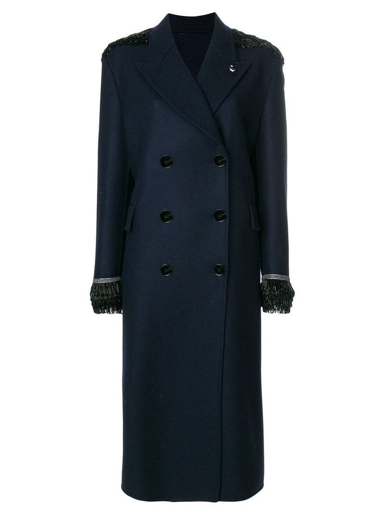 Ermanno Scervino beaded double-breasted coat - Blue