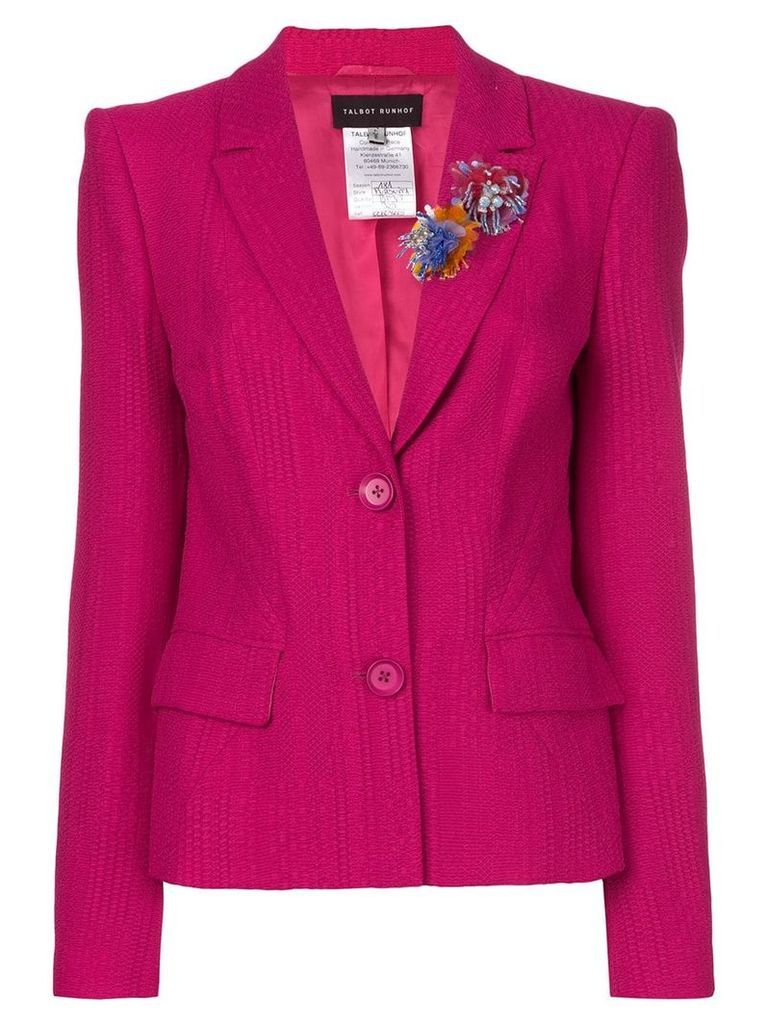 Talbot Runhof flower embellished fitted jacket - PINK