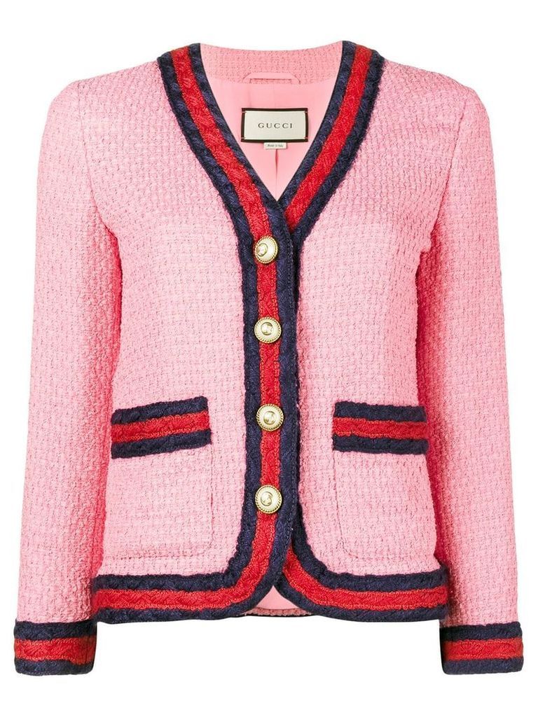 Gucci Slim Fit Blazer with Contrasting Piping - PINK