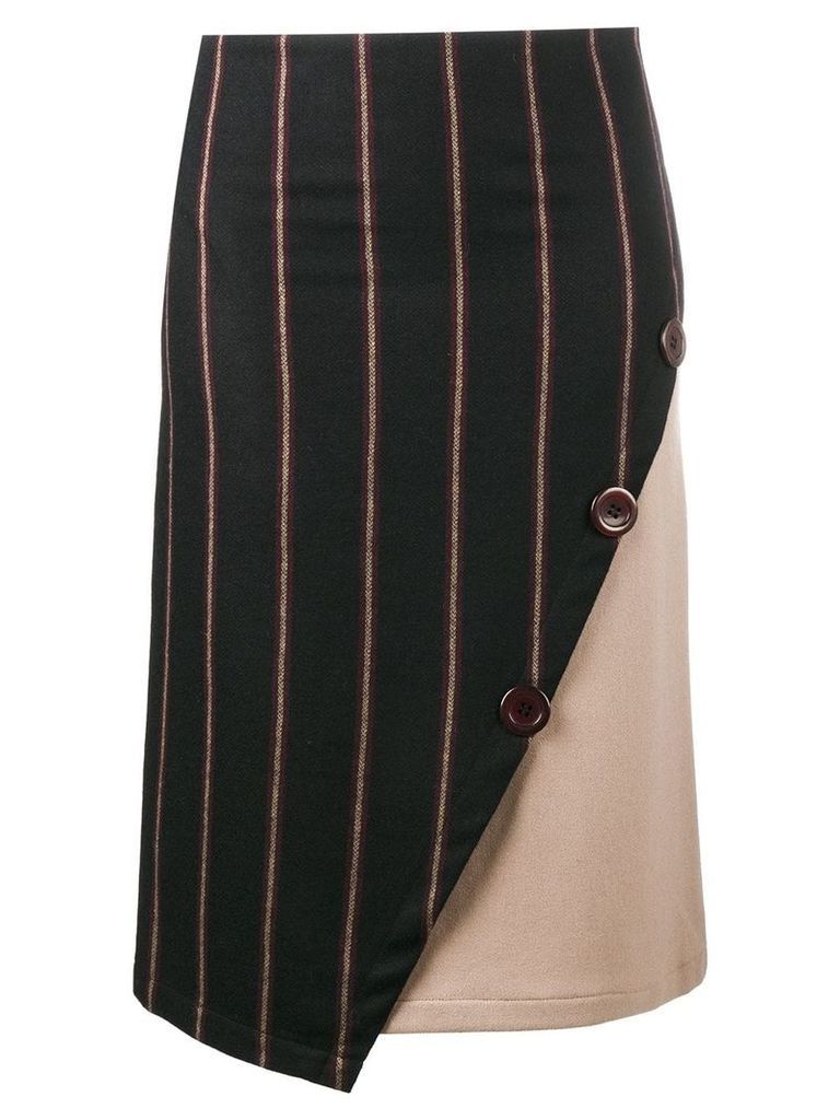 Jour/Né stripe straight asymmetric skirt - Black
