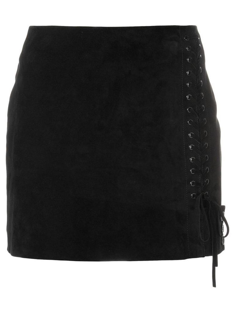 Saint Laurent side lace-fastened fitted skirt - Black