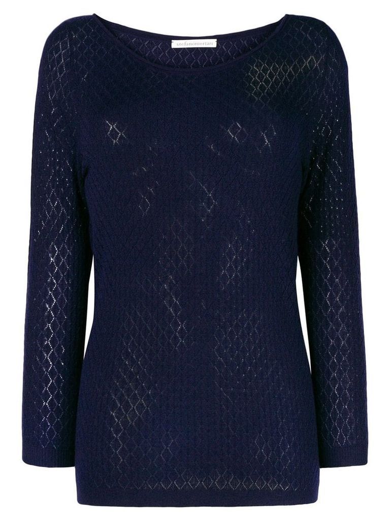 Stefano Mortari fine knit fitted sweater - Blue