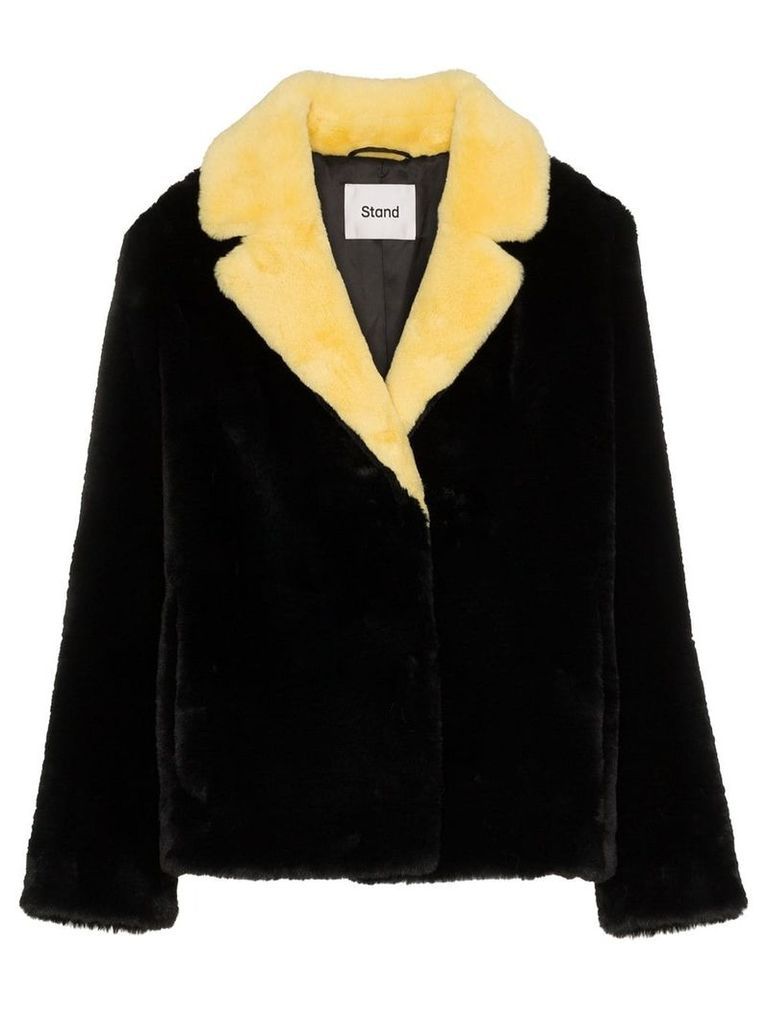 Stand Mariska contrast collar faux fur jacket - Black
