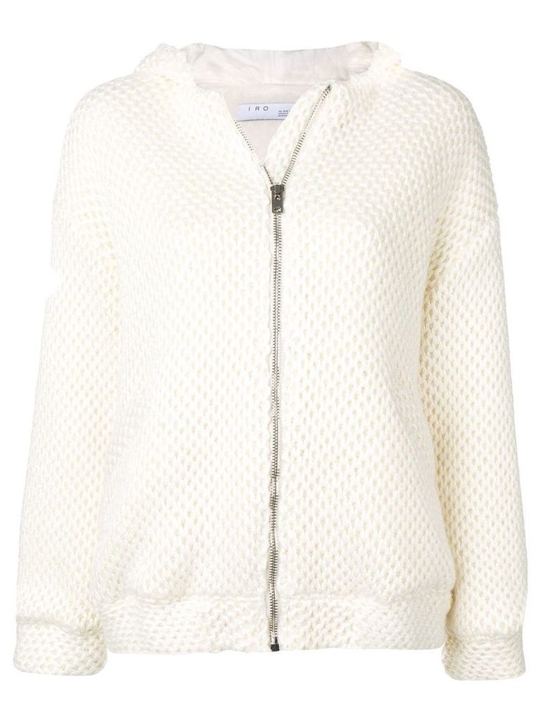 Iro knitted zip-up hooded jacket - Neutrals