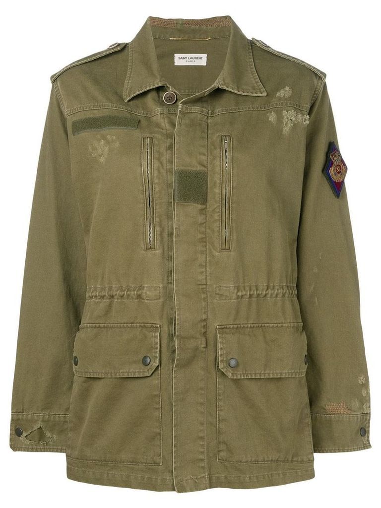 Saint Laurent distressed military jacket - Green
