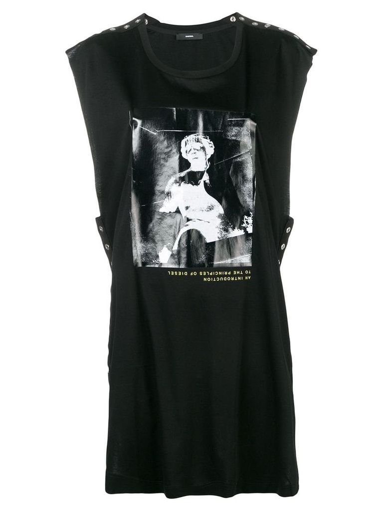 Diesel sleeveless top with shiny print - Black
