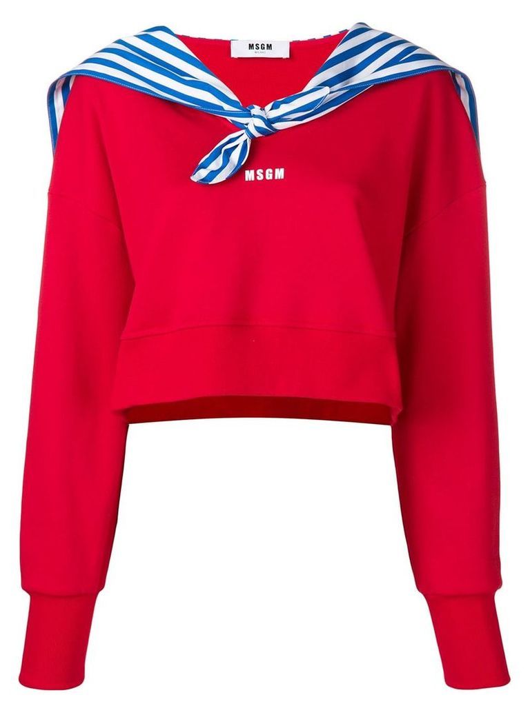 MSGM cropped sweatshirt with sailor's detail - Red