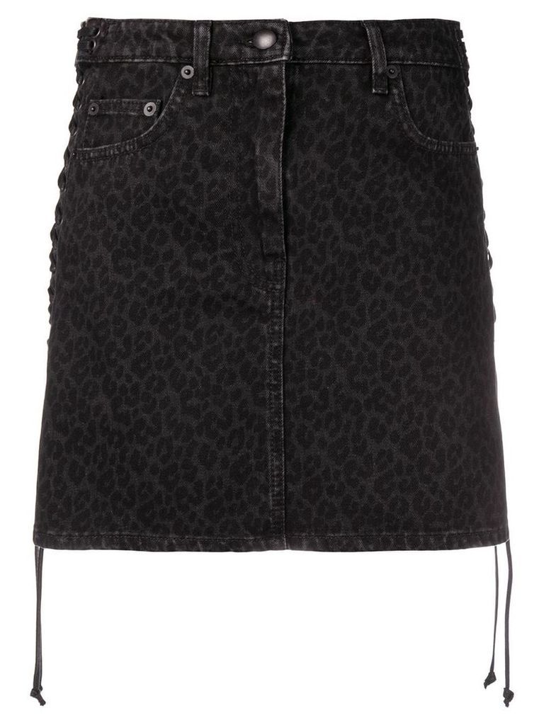 McQ Alexander McQueen leopard print denim skirt - Black