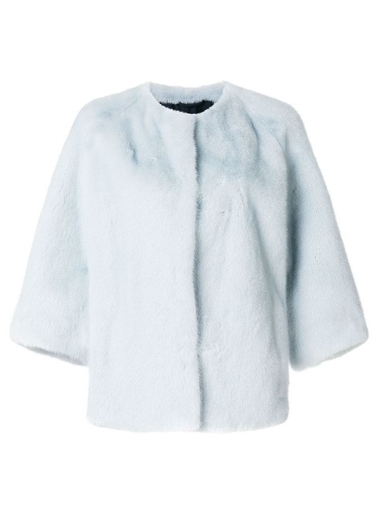 Yves Salomon mink fur cropped sleeve jacket - Blue