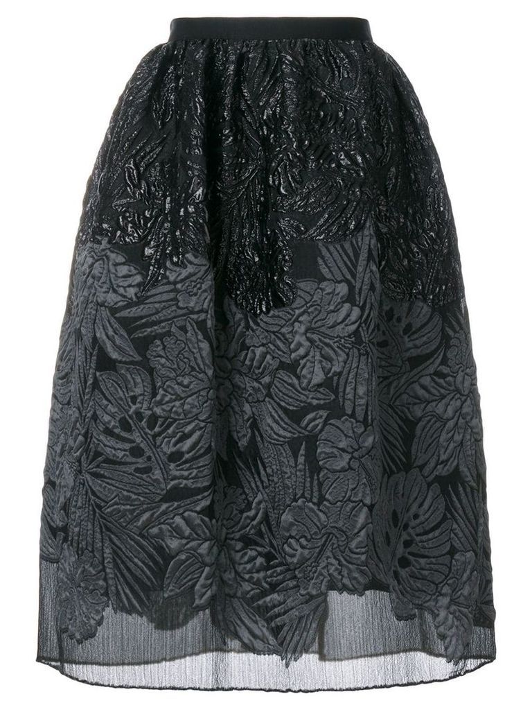 Talbot Runhof textured floral skirt - Black