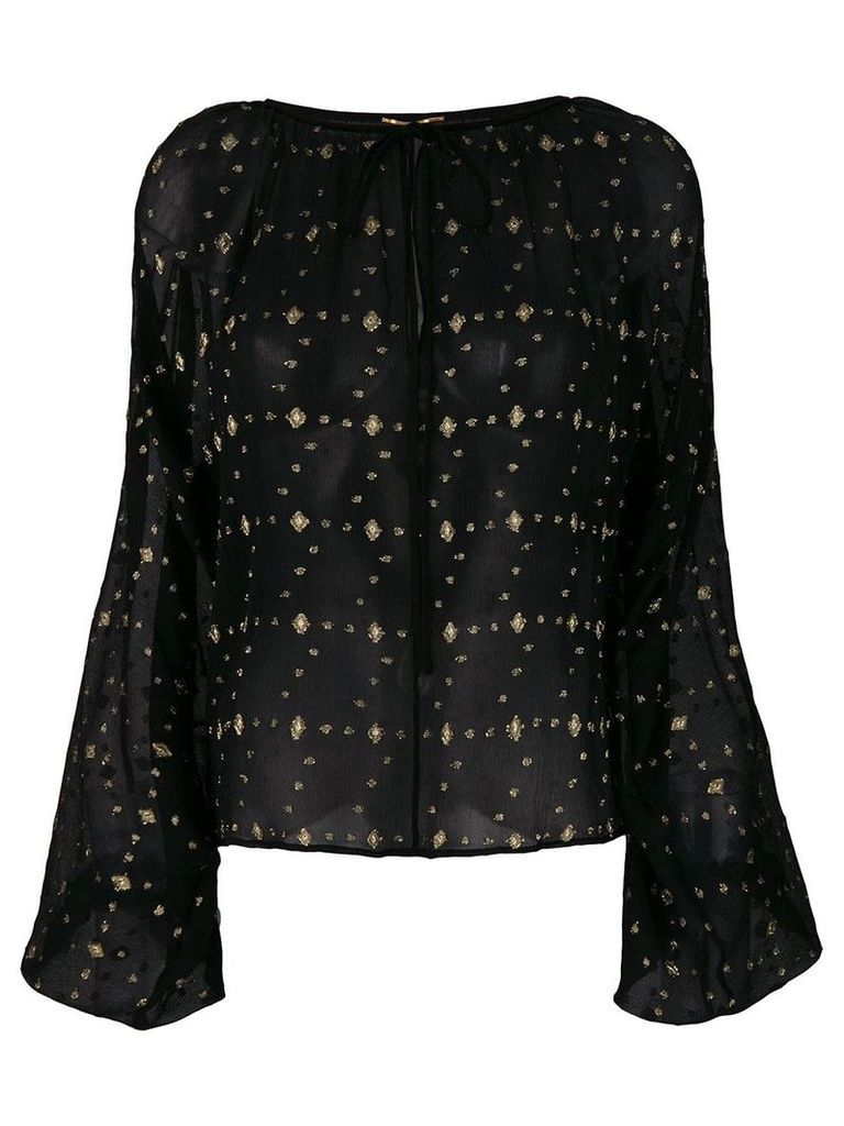 Saint Laurent embroidered sheer blouse - Black