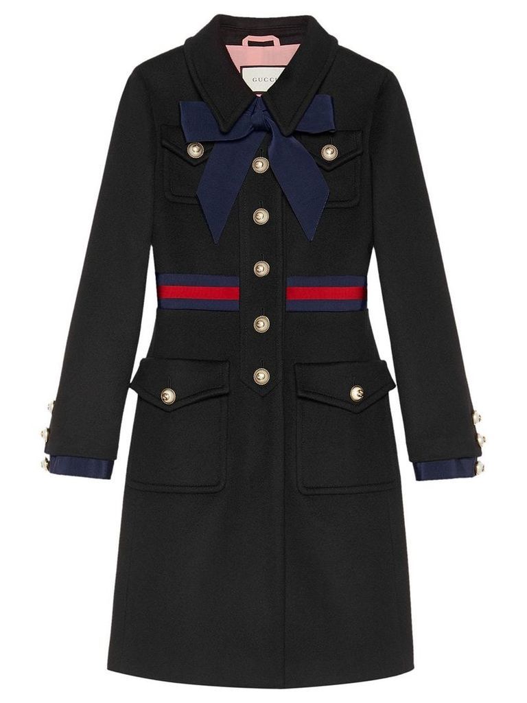 Gucci bow-detailed wool coat - Blue