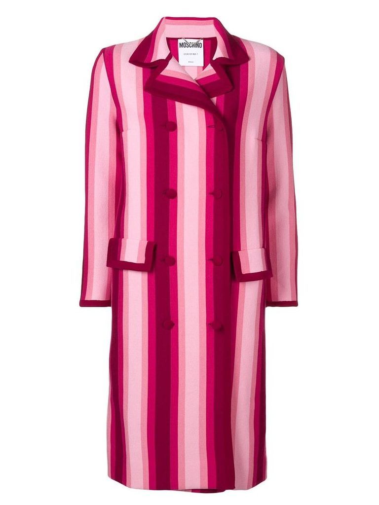 Moschino striped double breasted coat - PINK
