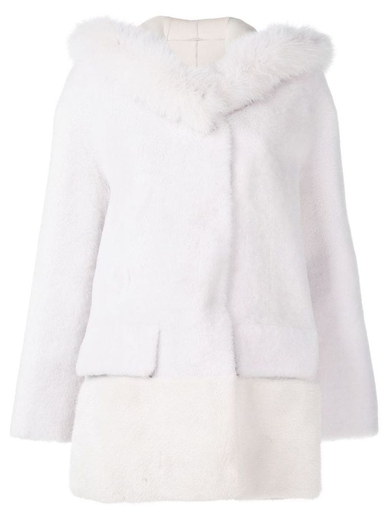 Blancha fur single-breasted coat - White