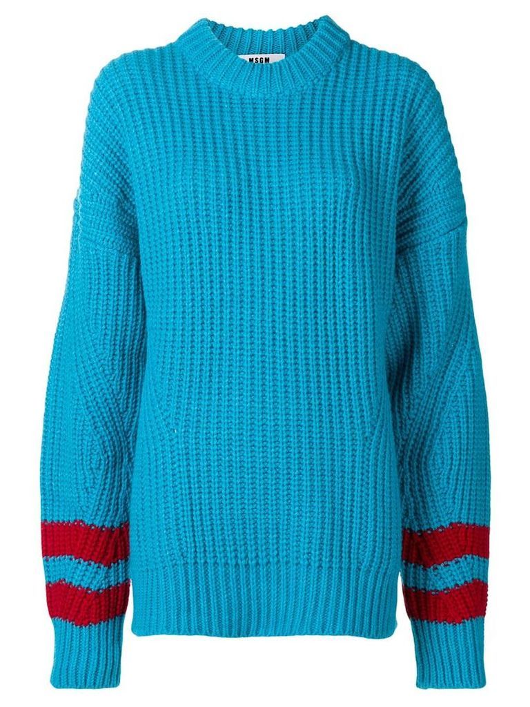 MSGM striped sleeve jumper - Blue
