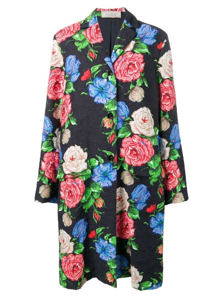 Nina Ricci floral brocade coat - Black