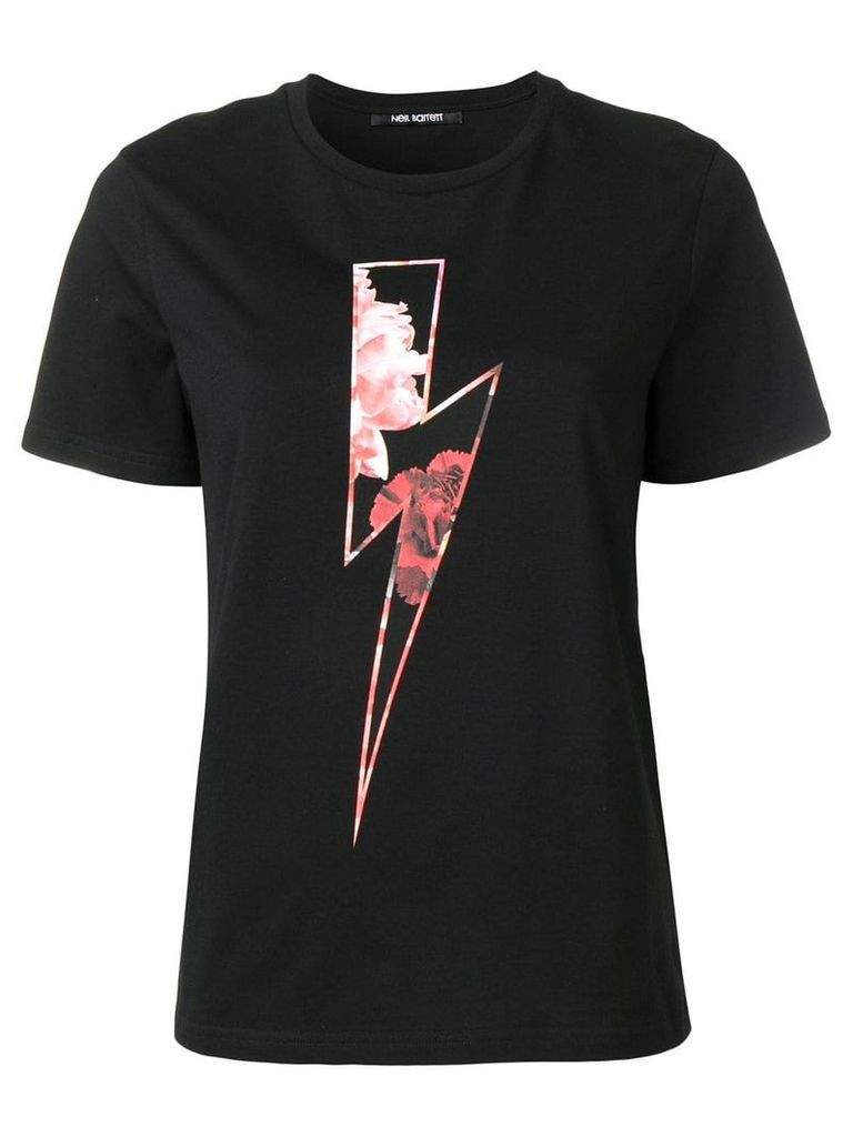 Neil Barrett roses lightning bolt T-shirt - Black