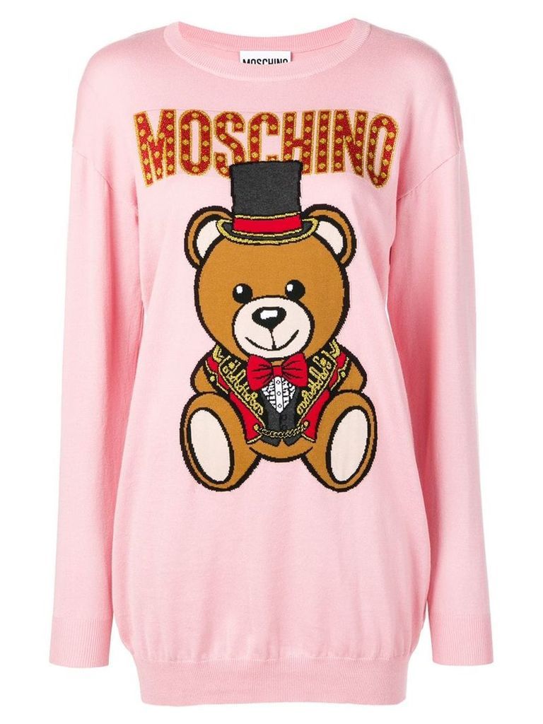 Moschino knitted bear sweater dress - Pink
