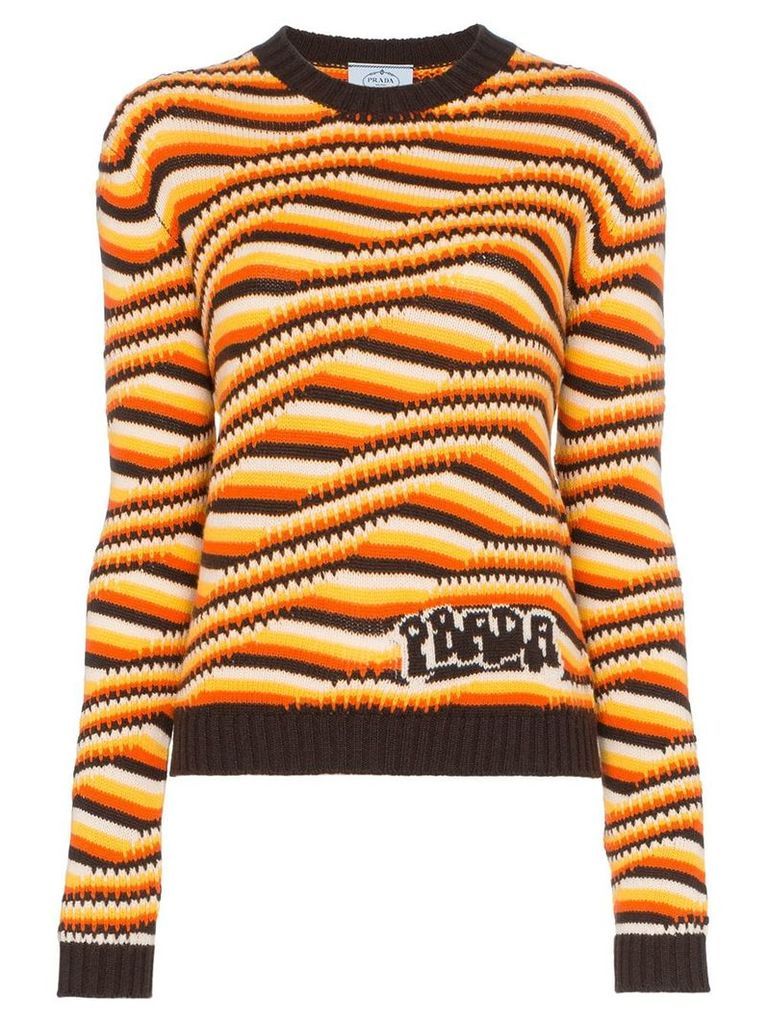 Prada Geometric striped cashmere knit jumper - Brown