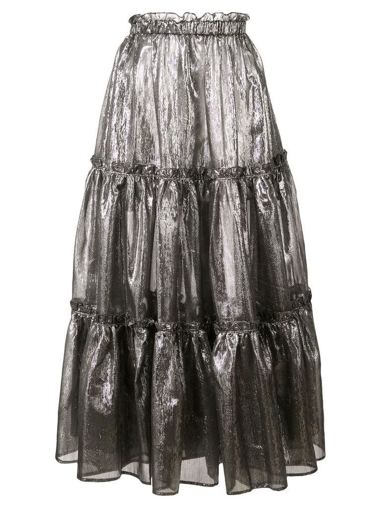 Lisa Marie Fernandez ruffle details metallic skirt - SILVER