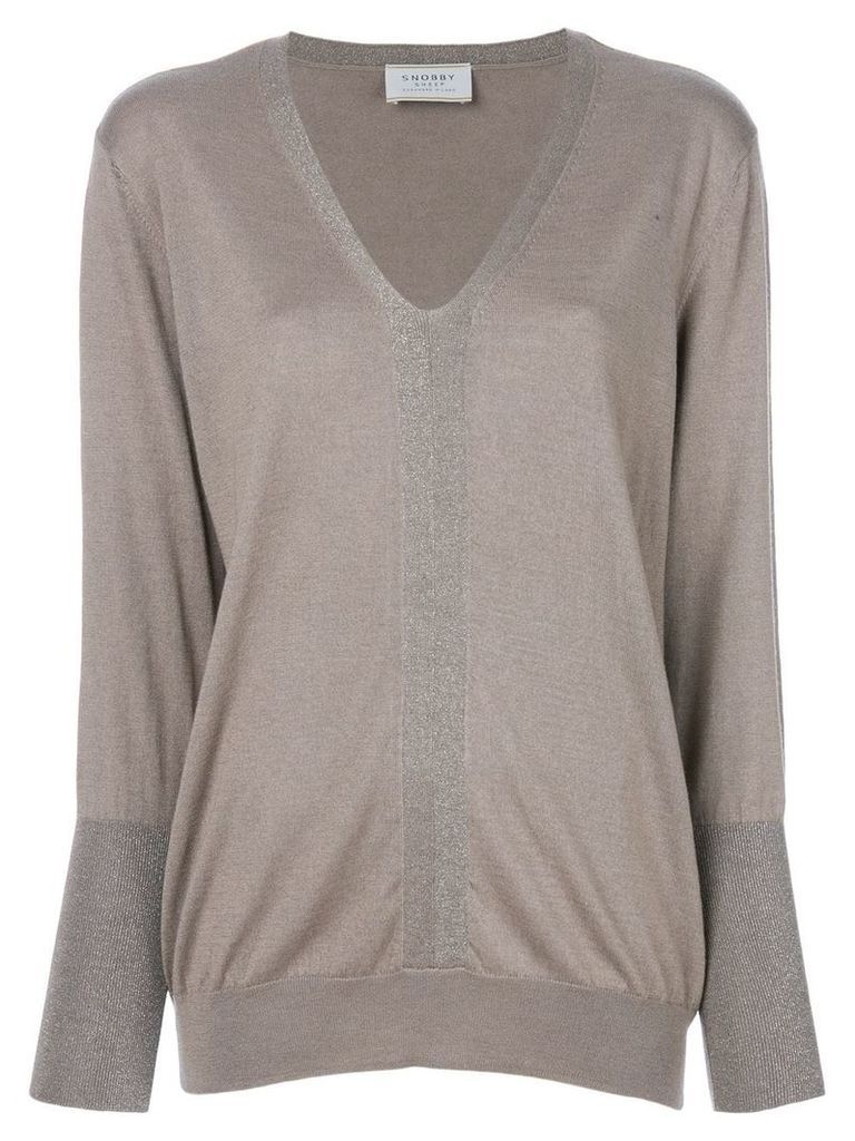 Snobby Sheep fitted v-neck sweater - Neutrals