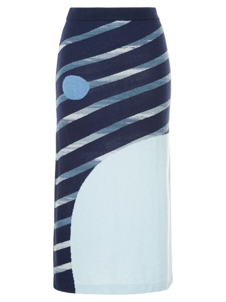 Onefifteen striped knitted skirt - Blue